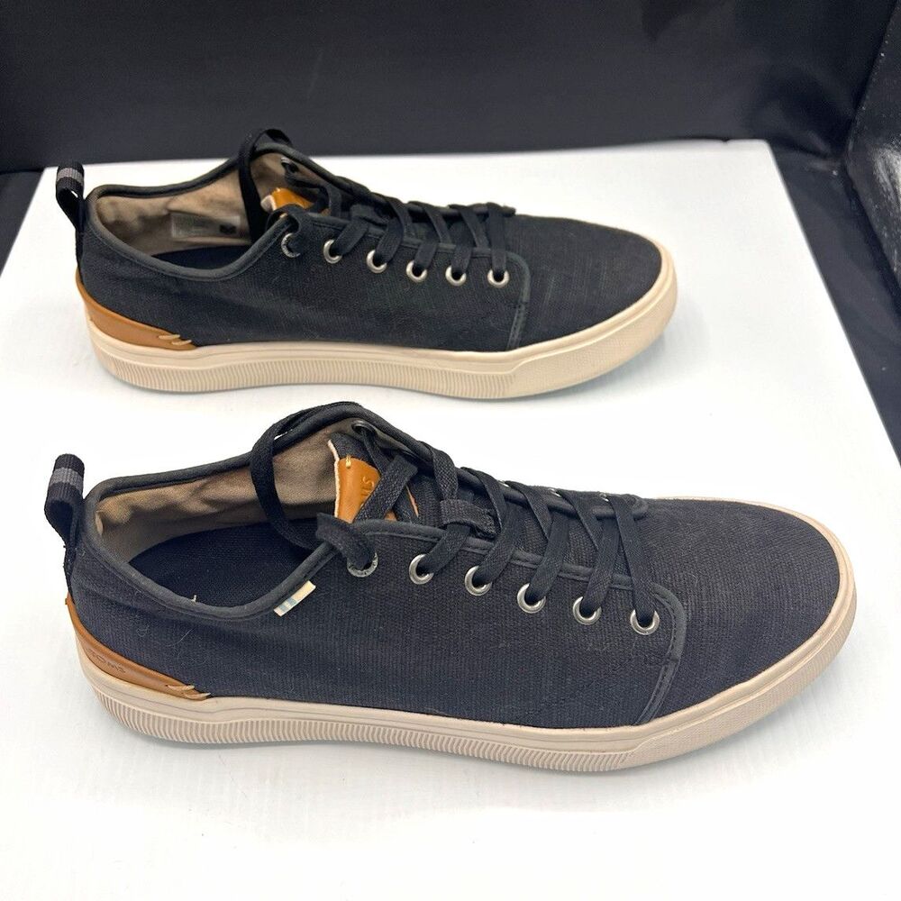 TOMS Men’s Black Canvas Lace-Up Low Top Sneakers US 9.5 UK 8.5 EU 42.5